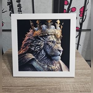 Royal Lion King Framed Watercolor Oil Painting Art Print